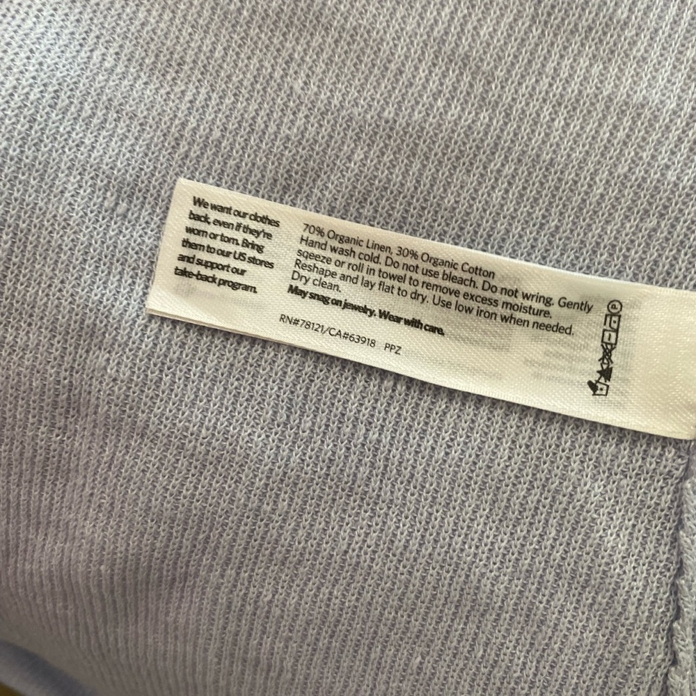 Eileen Fisher organic linen organic cotton Light blue Gray Open Front Cardigan - Picture 4 of 4